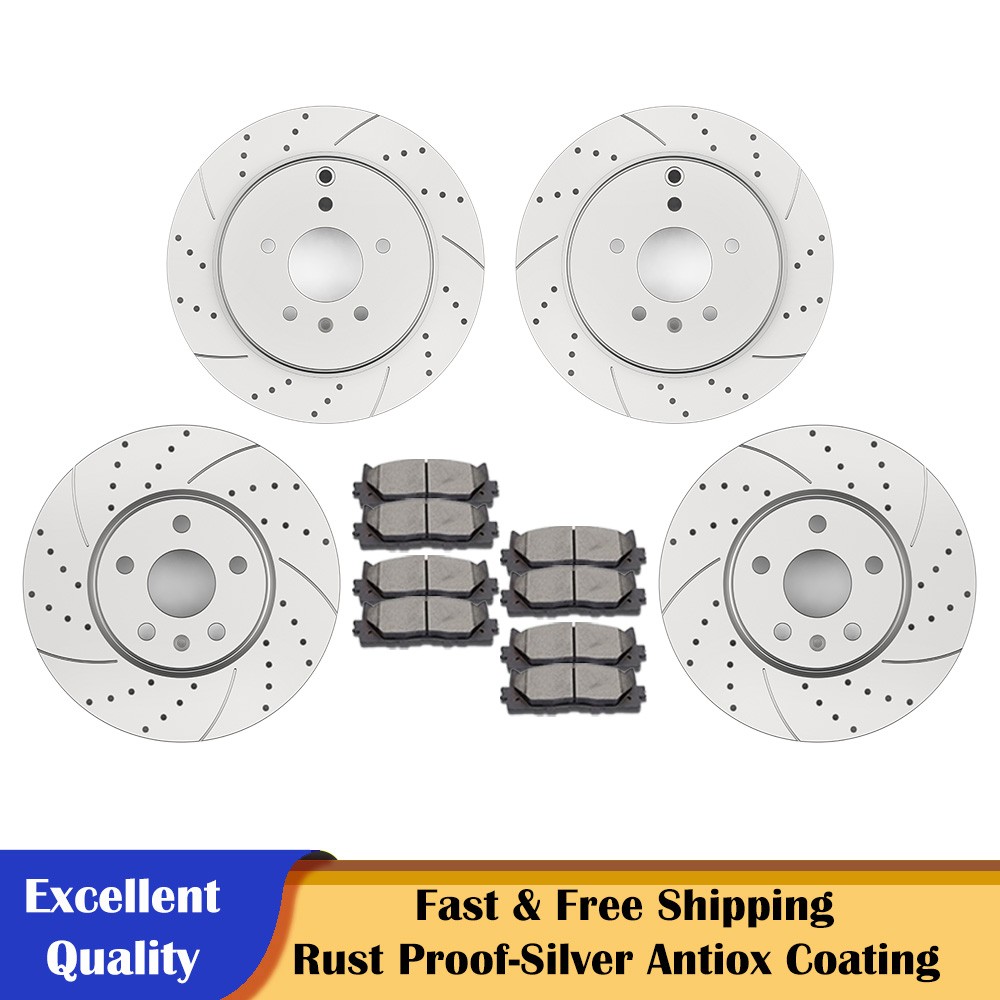 Brake Rotors and Pads Drilled Slotted Front Rear Kits for Chevy Equinox Terrain