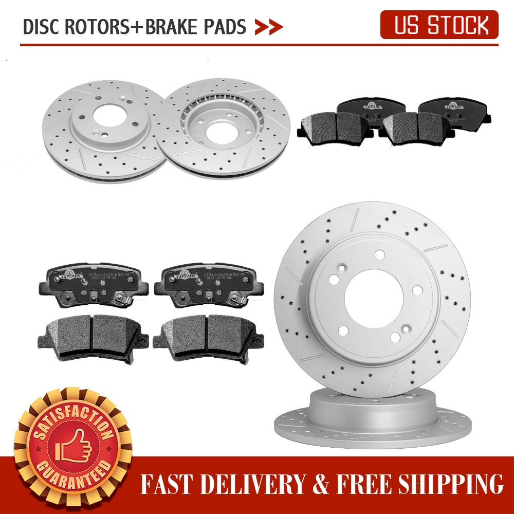 For Hyundai Elantra Kia Forte Koup Front Rear Disc Rotors Ceramic Brake Pads Kit