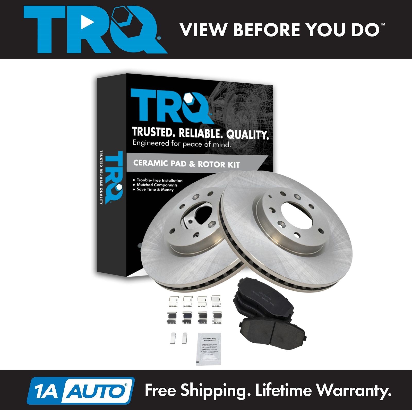 TRQ Front Brake Pad & Rotor Kit Brake Rotor For 2007-2012 Mazda CX-7