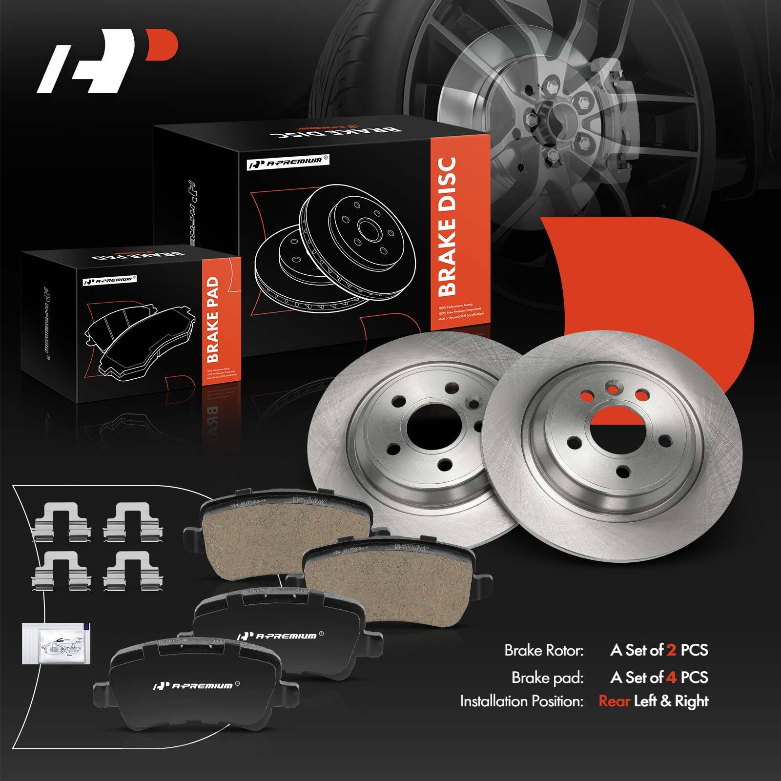 6pcs Disc Brake Rotor & Ceramic Brake Pads Rear for Volvo S60 11-18 S80 V60 XC70