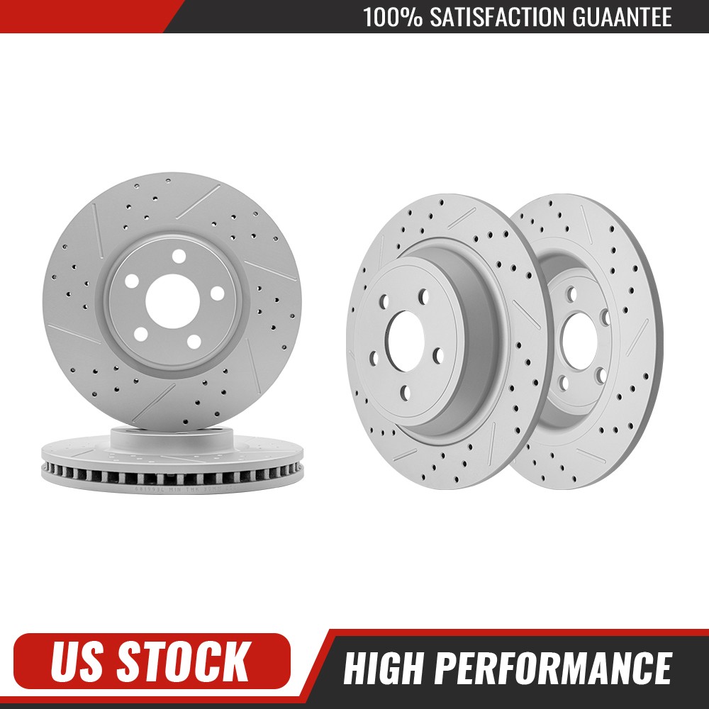 12.44″ Vented Front & 12.44″ SOLID Rear Disc Brake Rotors for 2015-21 Ford Edge