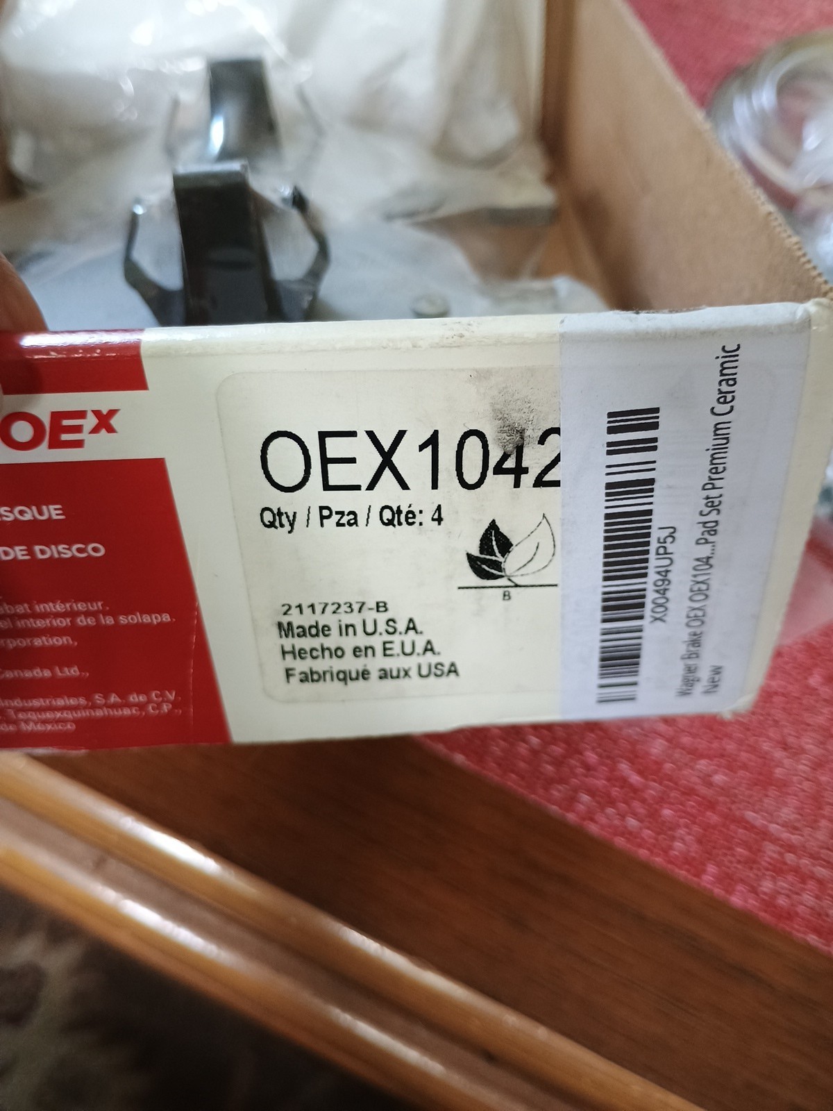Sealed Open Box Premium Ceramic Brake Pads Wagner OEX1042A