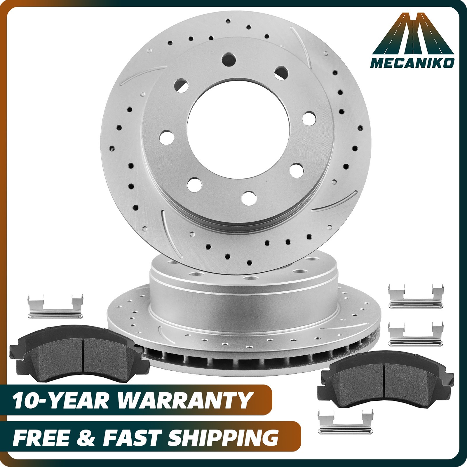 Rear Drilled Brake Rotors Pads Kit for Silverado 1500 HD Suburban 2500 Hummer