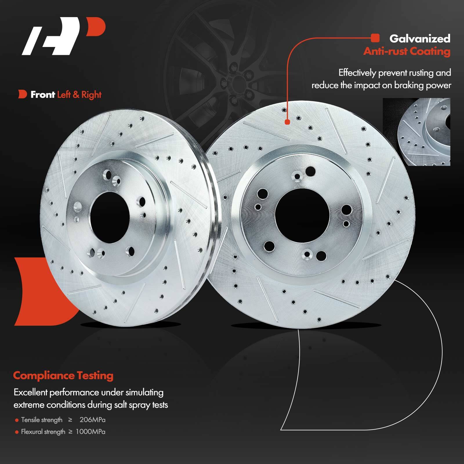A-Premium Front Drilled Rotor&Brake Pad&Wheel Hub Bearing for Mitsubishi Eclipse