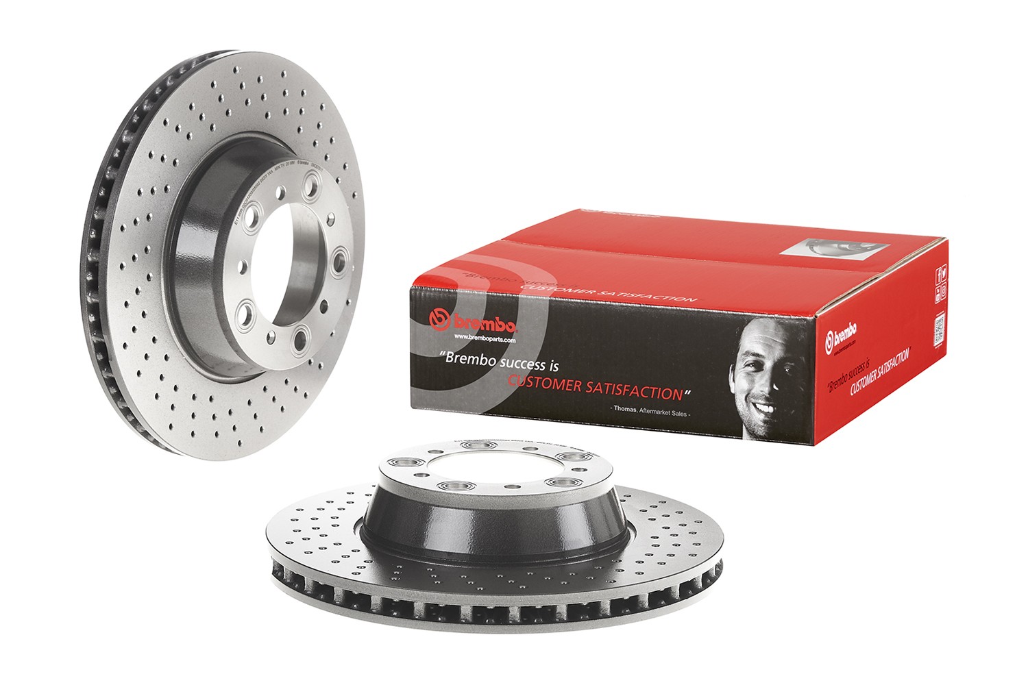Brembo Rear Left or Right Pillar Vented Drilled Disc Brake Rotor For Porsche 911