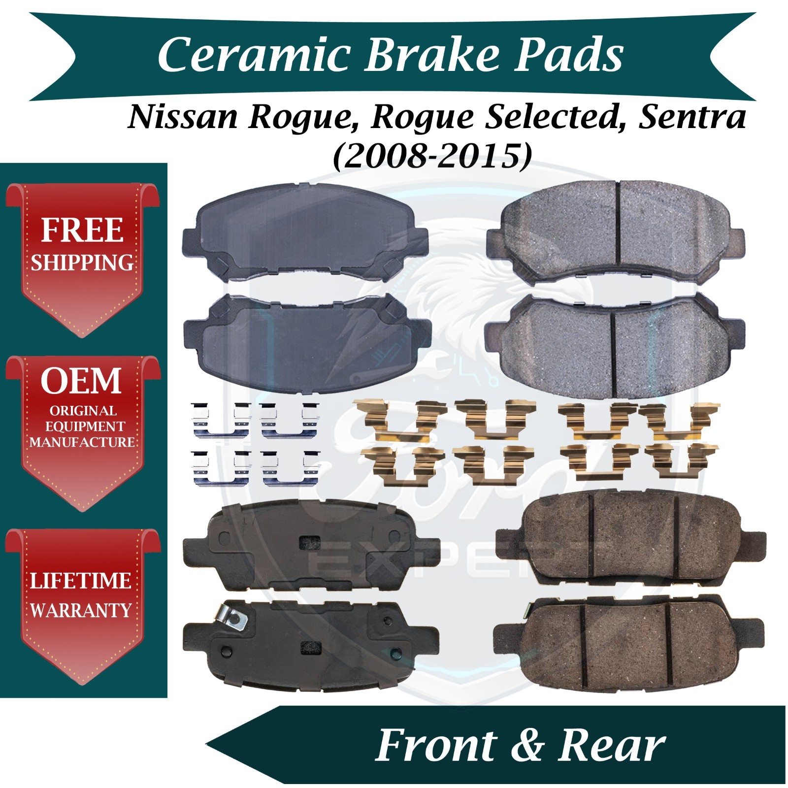 New OE Front & Rear Ceramic Brake Pads Kit For 2008-2015 Nissan 9 Yr Warranty
