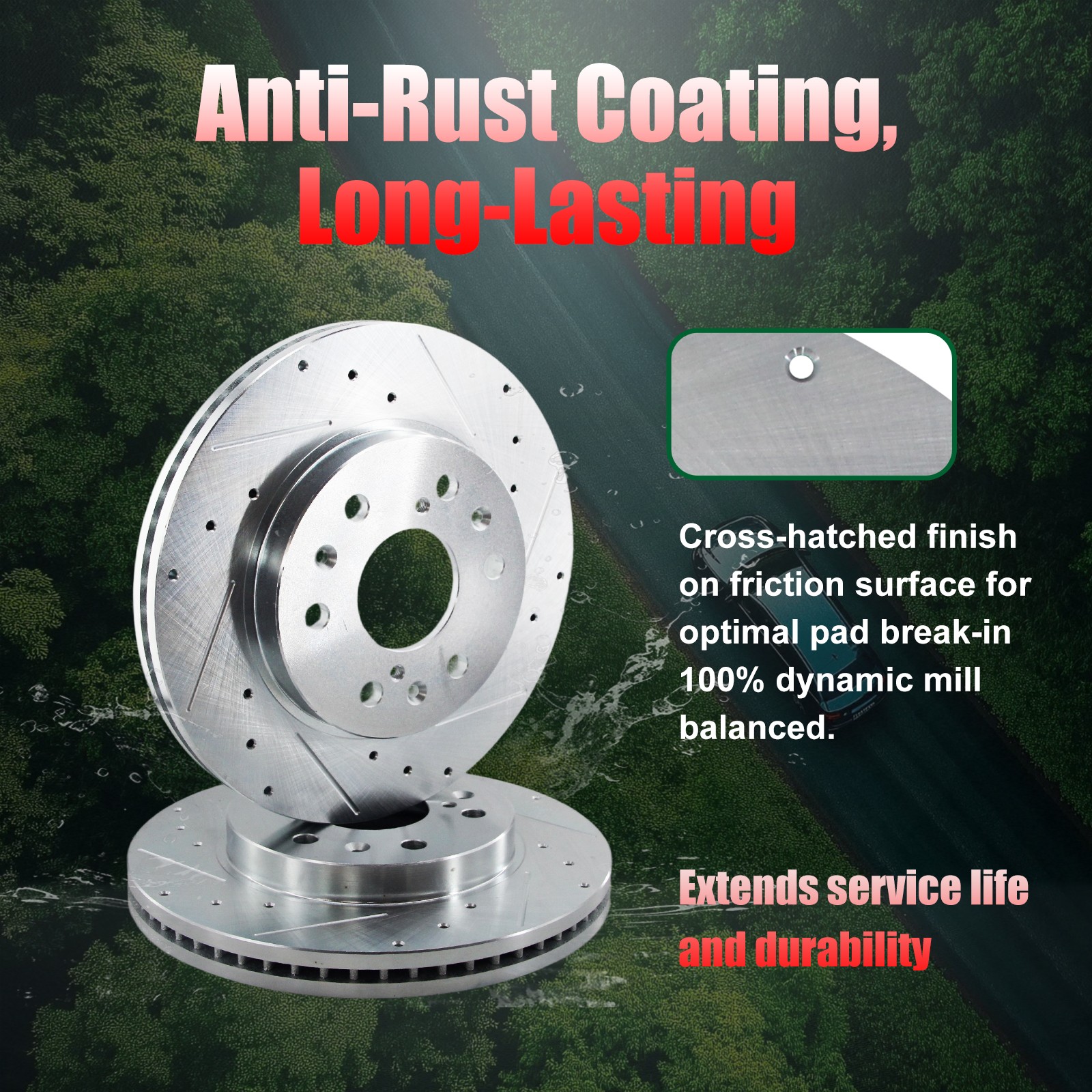 Front Slotted Brake Rotors & Pads Kit | Performance & Enhanced Cooling