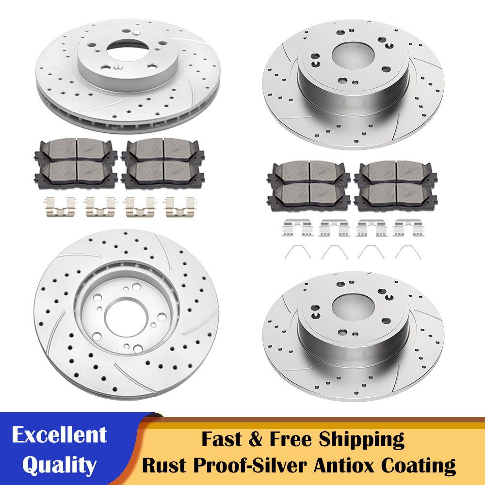 282mm Front Rear Brake Rotors and Ceramic Brake Pads Kit Fit for Honda Accord
