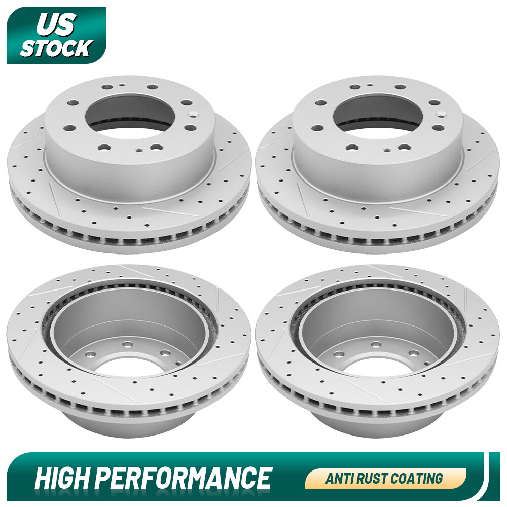 Front + Rear Drilled Disc Brake Rotors For Chevy Silverado Sierra 2500 3500 HD