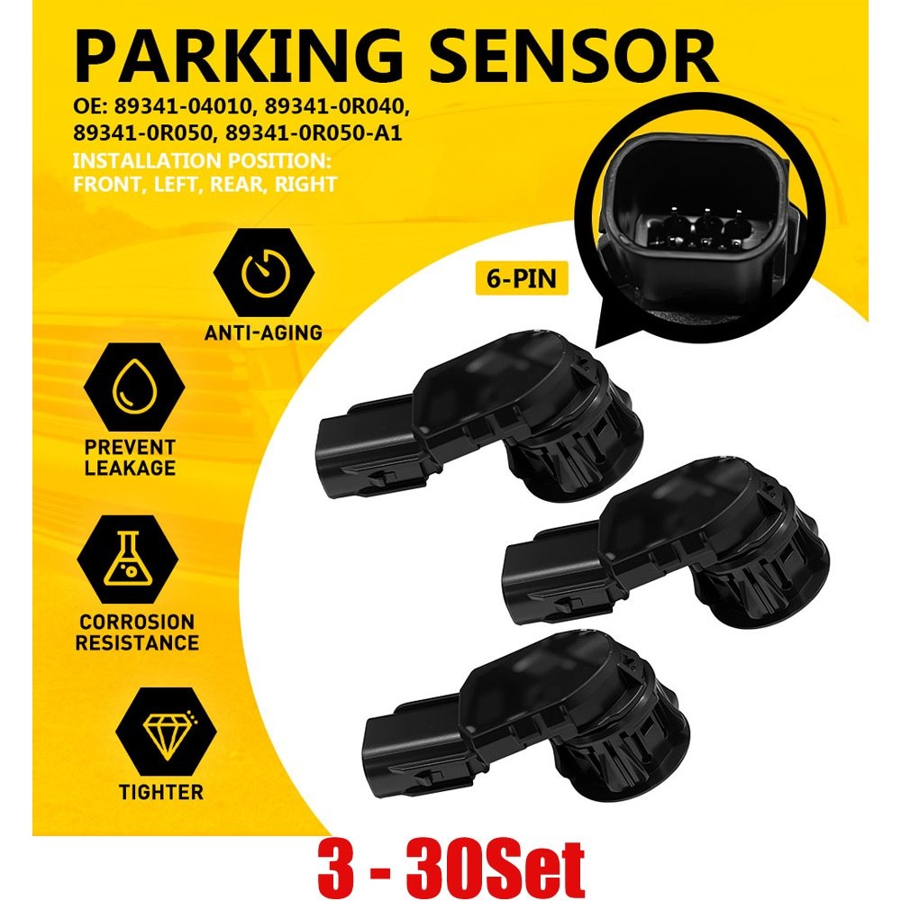 3-30PCS Front Rear Reverse Parking Sensor 6Pin Fit 2016-2018 Toyota Land Cruiser