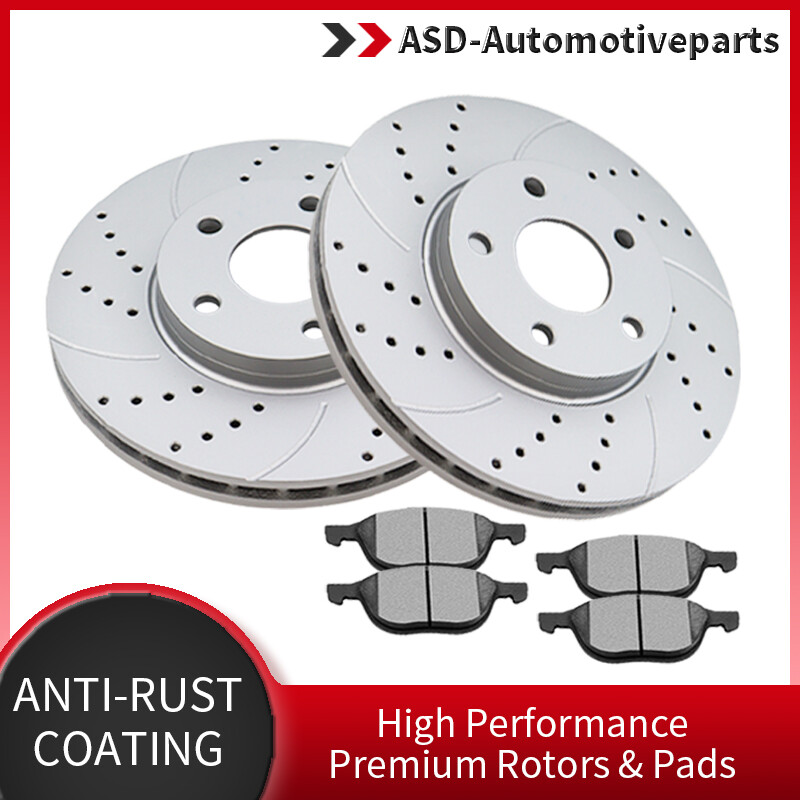 Front Drilled Slotted Rotors Brake Ceramic Pads Kits for Ford Focus C-Max VOLVO