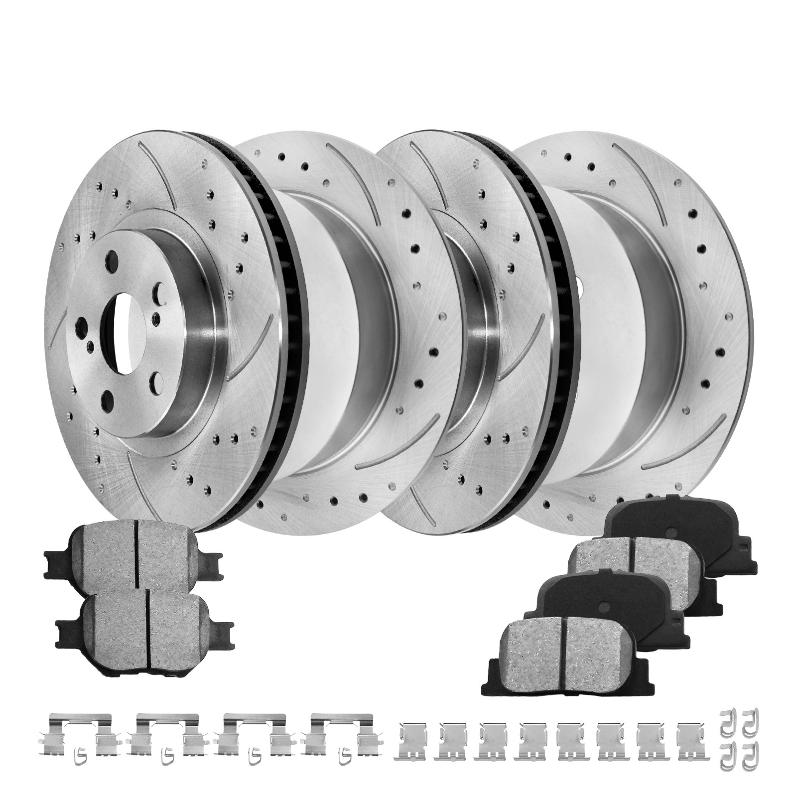 Front Rear Drilled Rotors Ceramic Brake Pads for 2005 2006 2007-2010 Scion TC