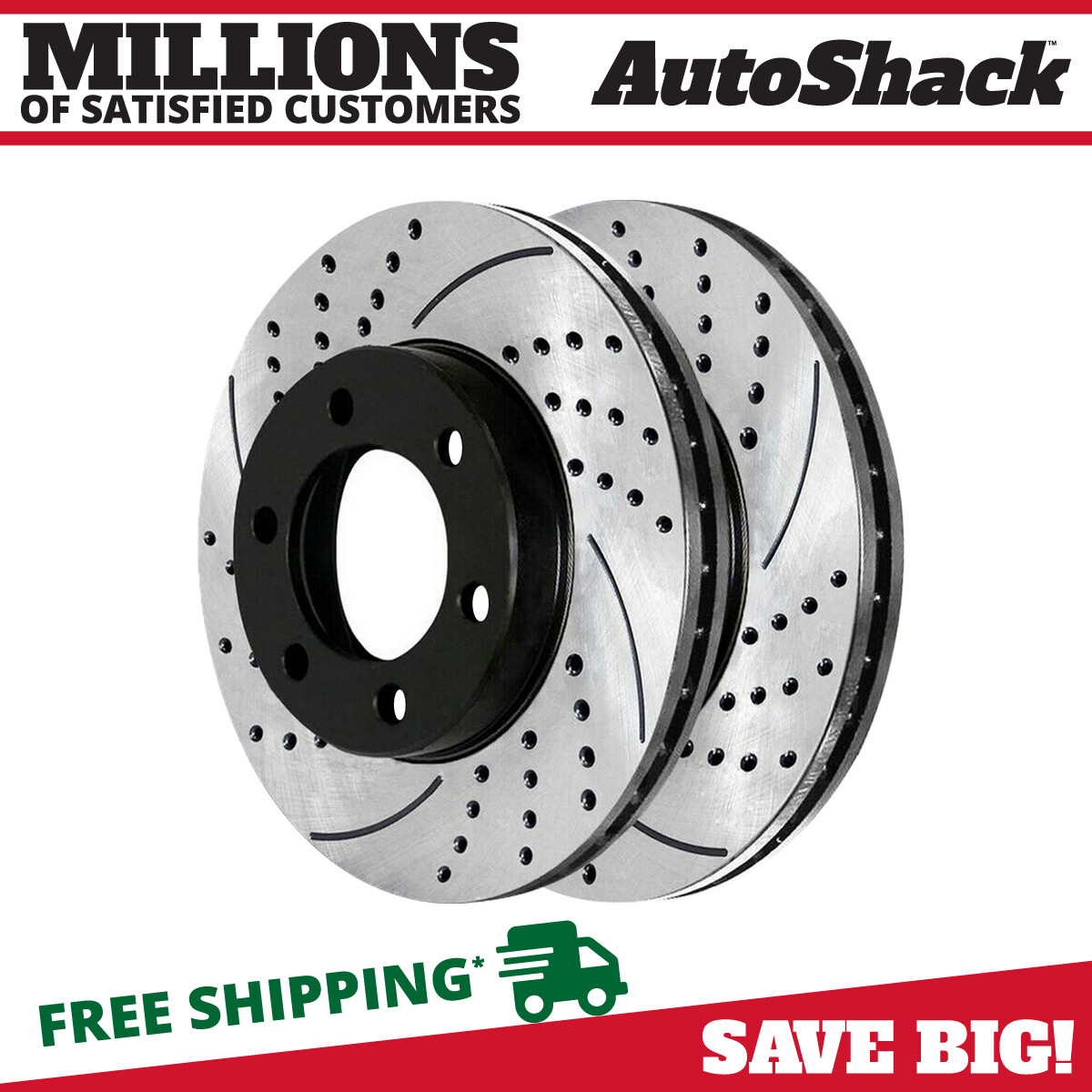 Front Drilled Slotted Brake Rotors Black Pair 2 for Dodge Dakota Durango 5.9L V8