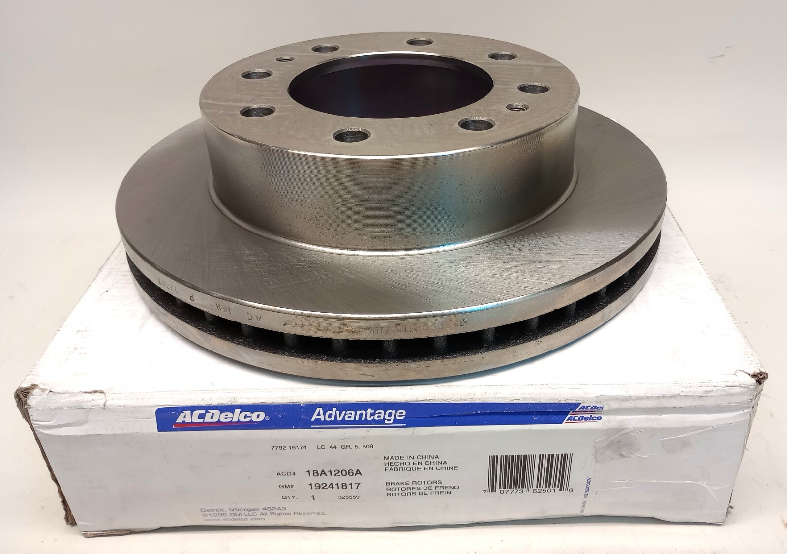 ACDelco 18A1206A Advantage Front Disc Brake Rotor GM 19241817