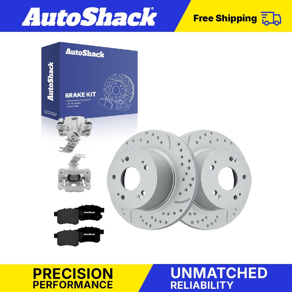 Rear Drilled Slotted Brake Rotors Premium Pad Calipers for Honda, Accord 08-12