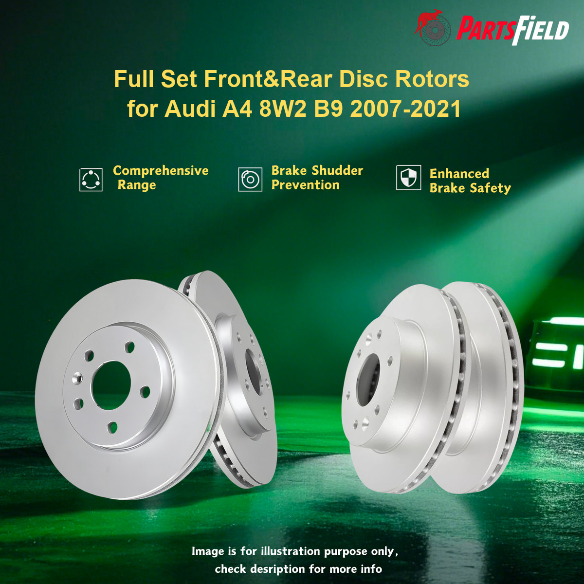 Full Set Front&Rear Disc Rotors for Audi A4 8W2 B9 2007-2021