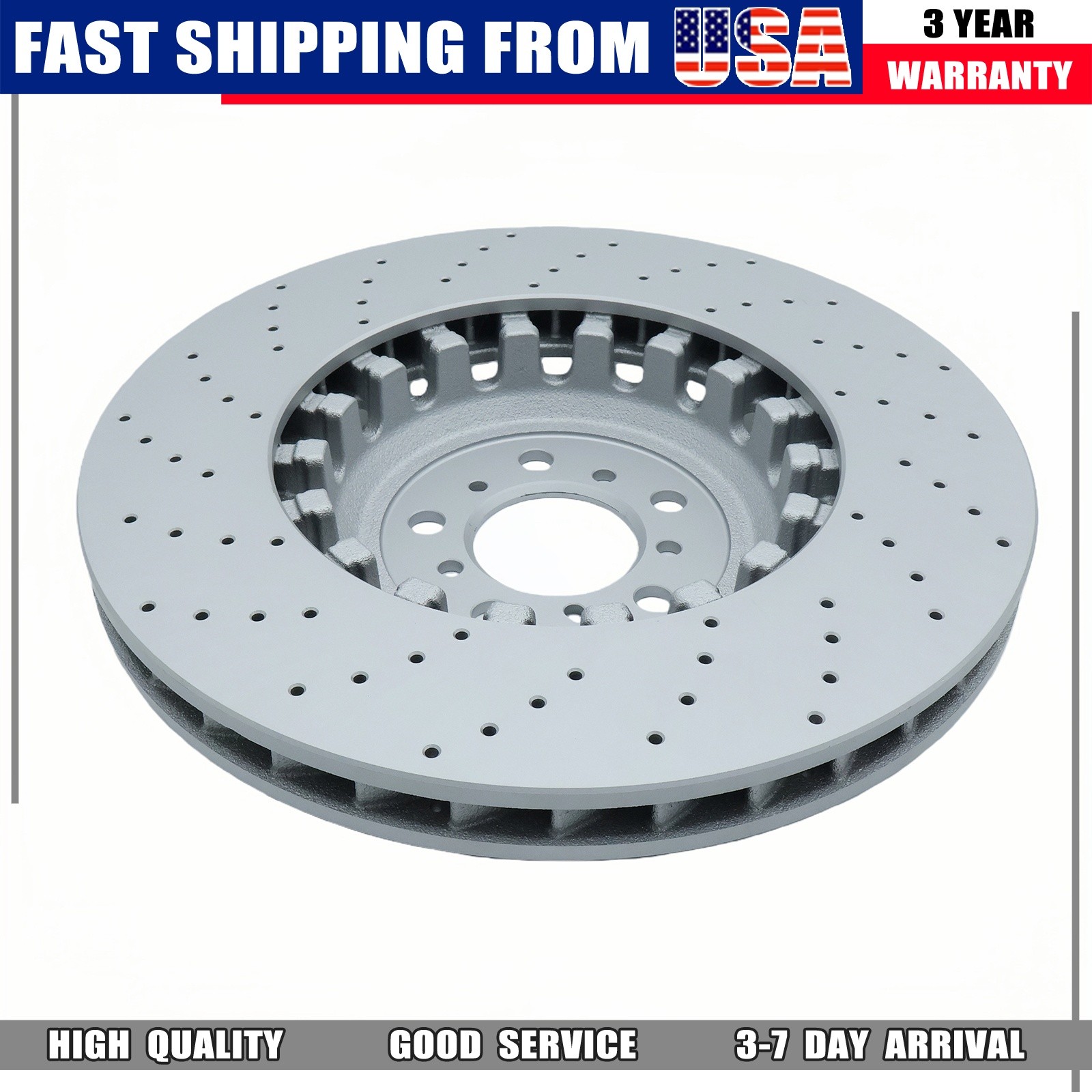 NEW 2x Front Vented & Drilled Disc Brake Rotors For BMW F10 F12 F13 M5 M6