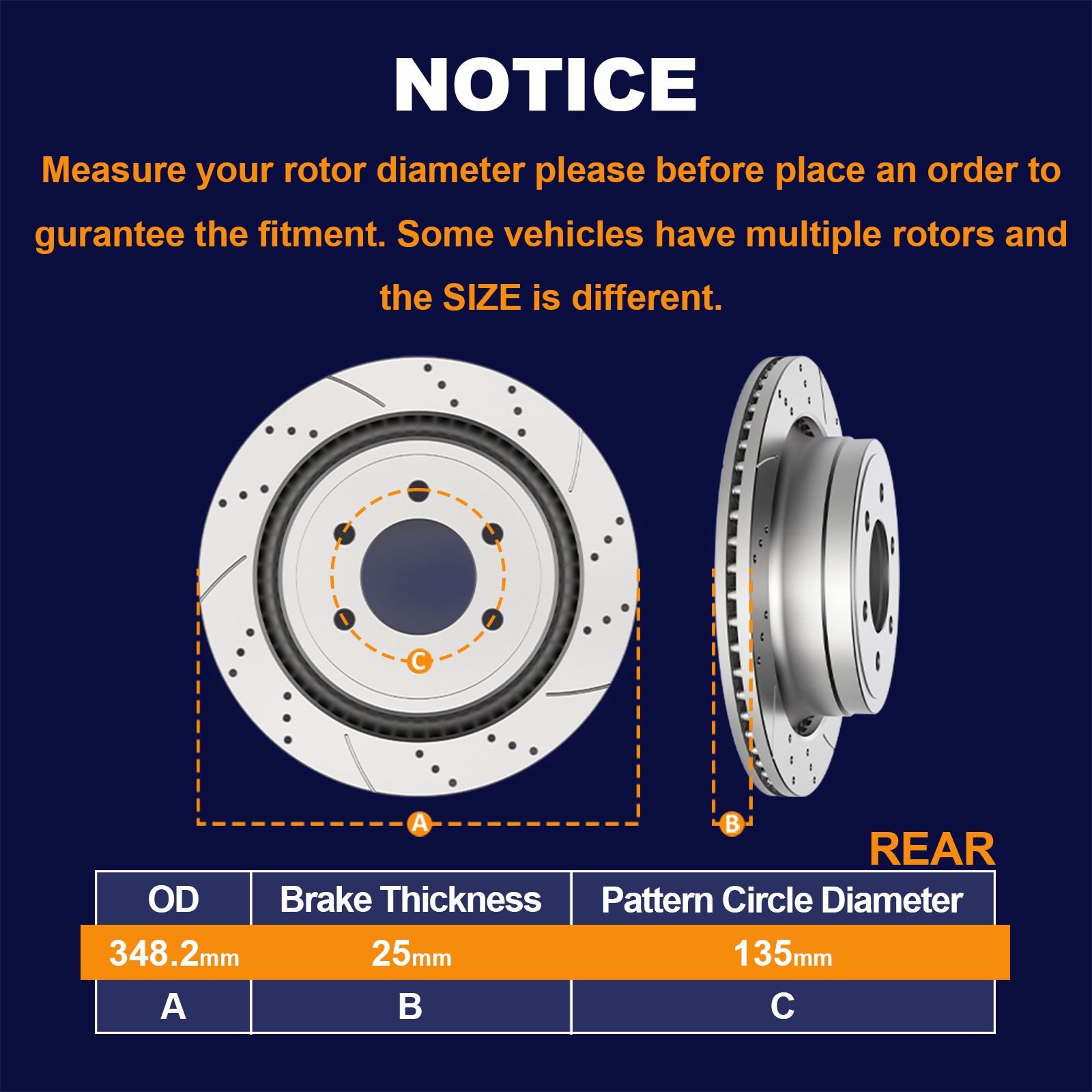 Front Rear Drilled Slotted Brake Rotors and Pads for 2012-2020 Ford F-150 6 Lugs