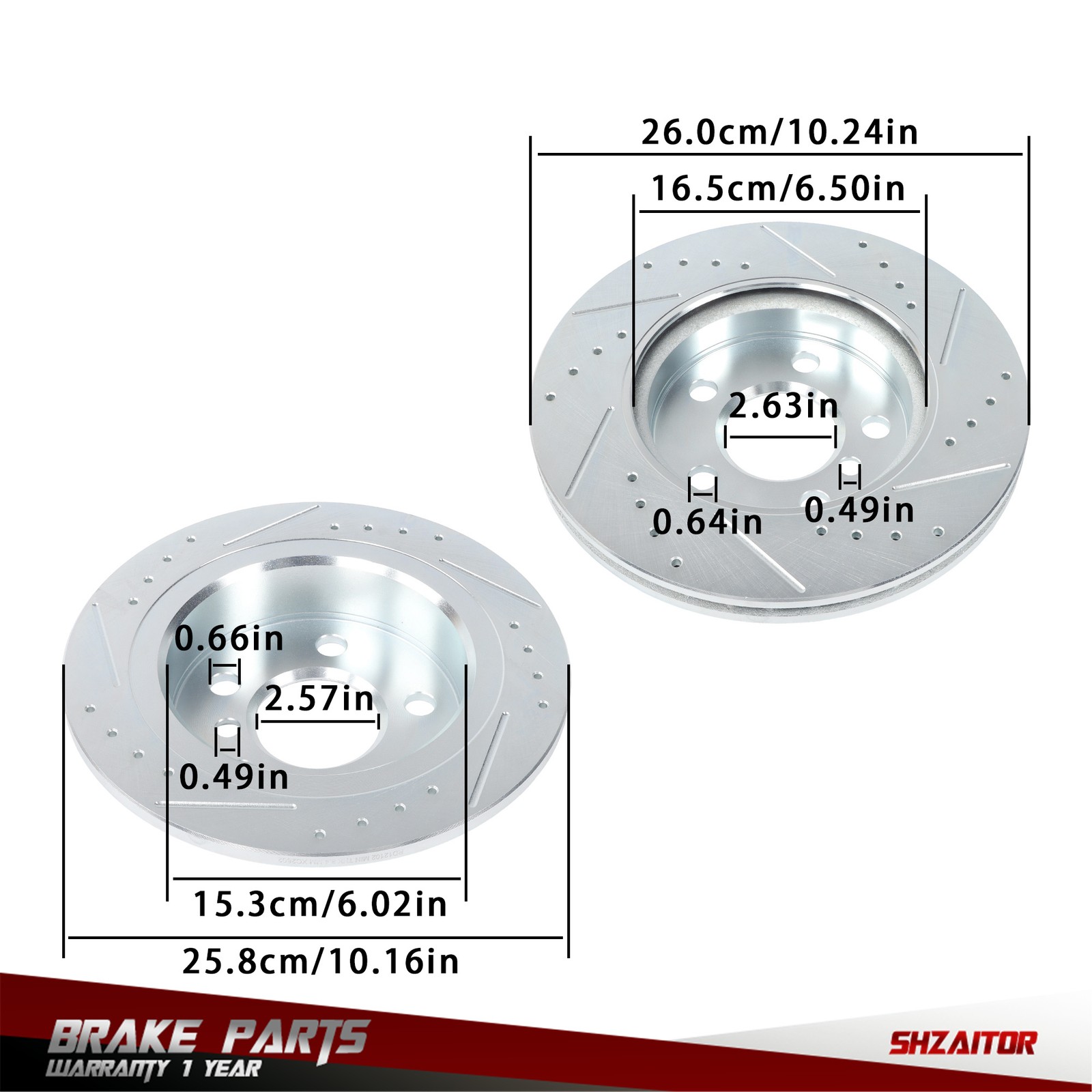 Front & Rear Drilled Brake Rotor & Brake Pads 2015-2016 For Mini Cooper F56/ F57