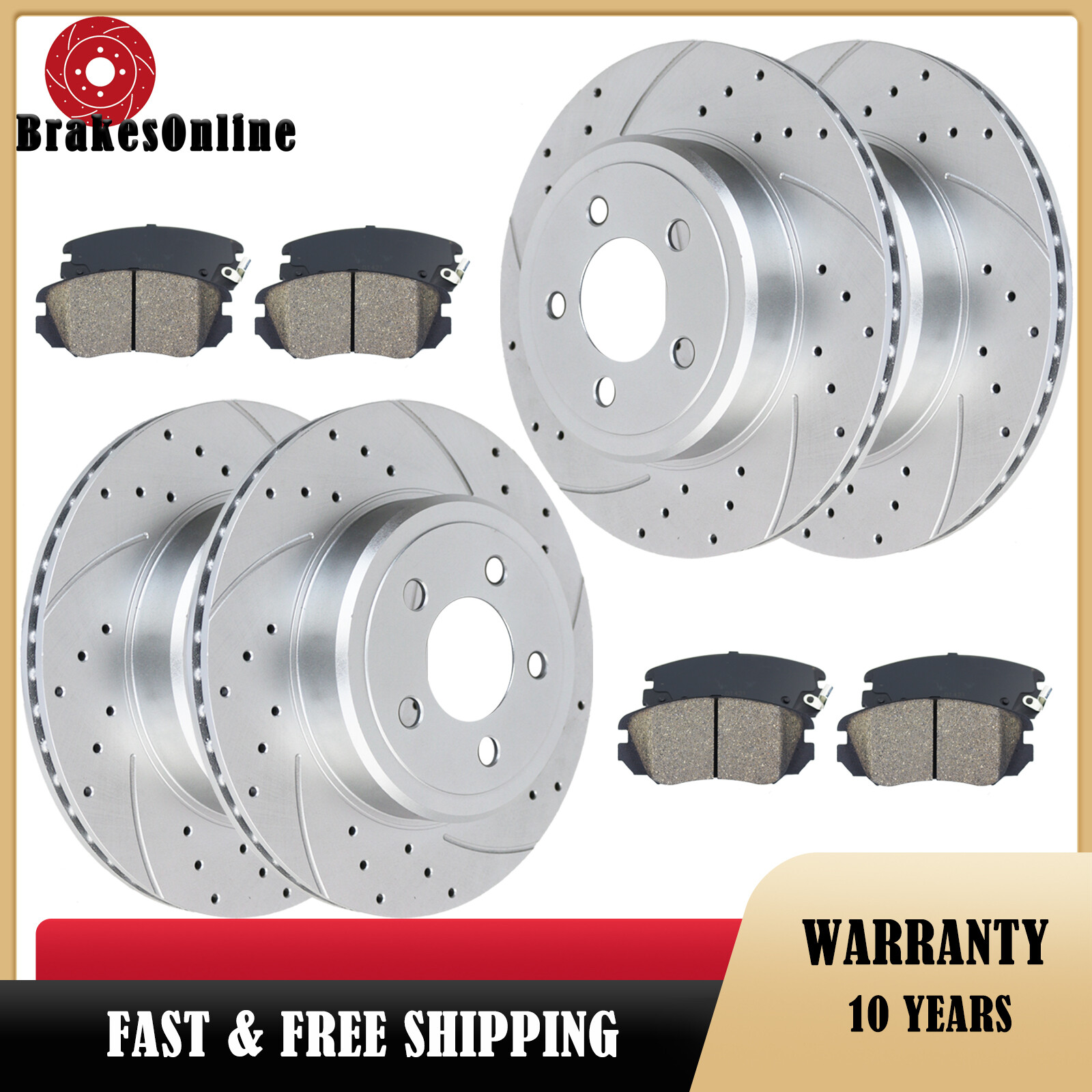 345mm Front 320mm Rear Rotors Brake Pads for Dodge Charger Challenger Magnum AWD