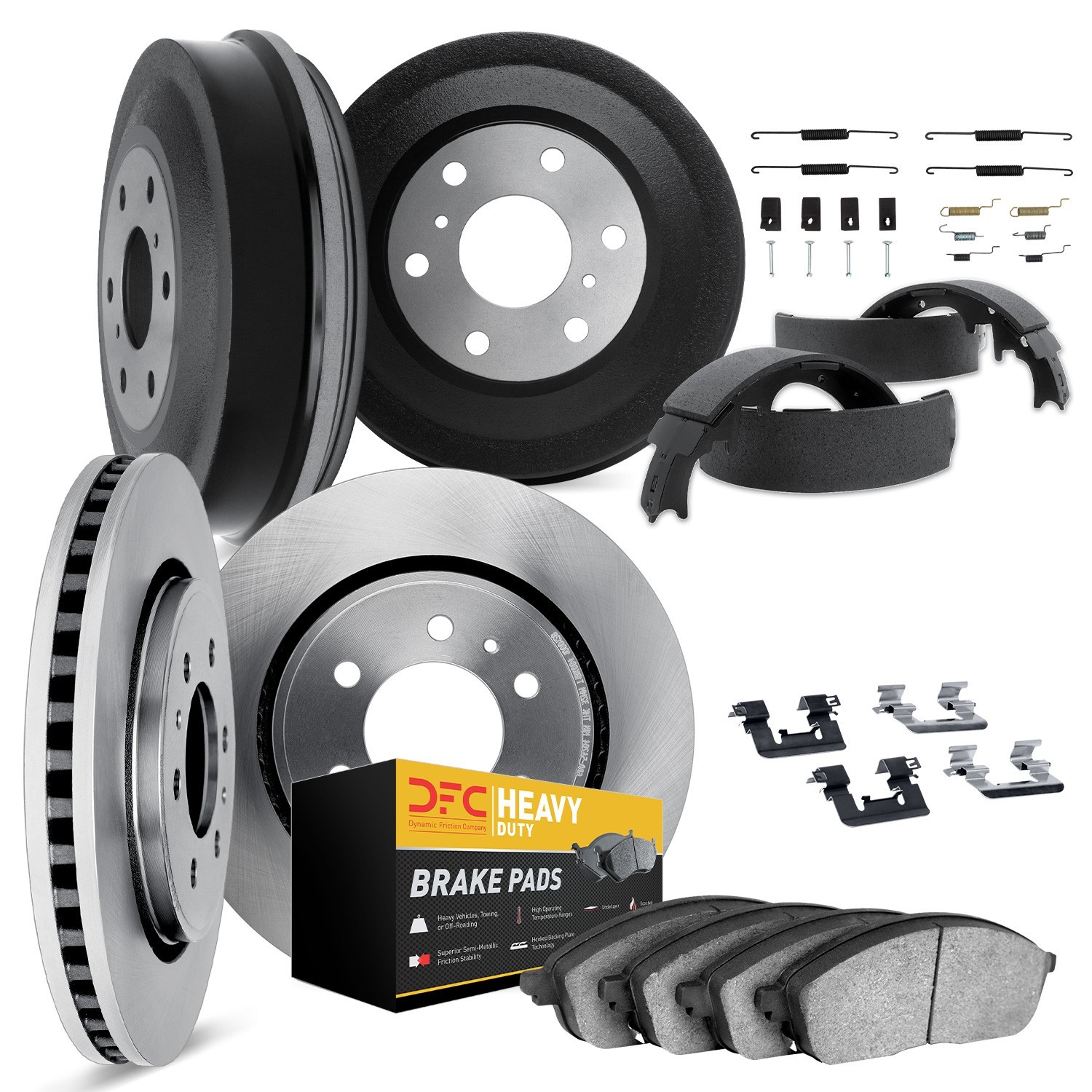 Dynamite Friction Disc Brake Pad and Rotor / Drum Brake Shoe and Drum Kit for Ch