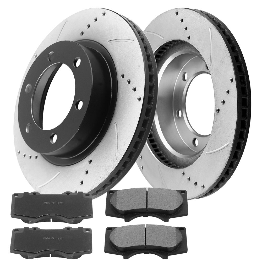 Front DriIT Brake Rotor + Ceramic Pad for Toyota Tacoma 4Runner FJ Cruiser IT
