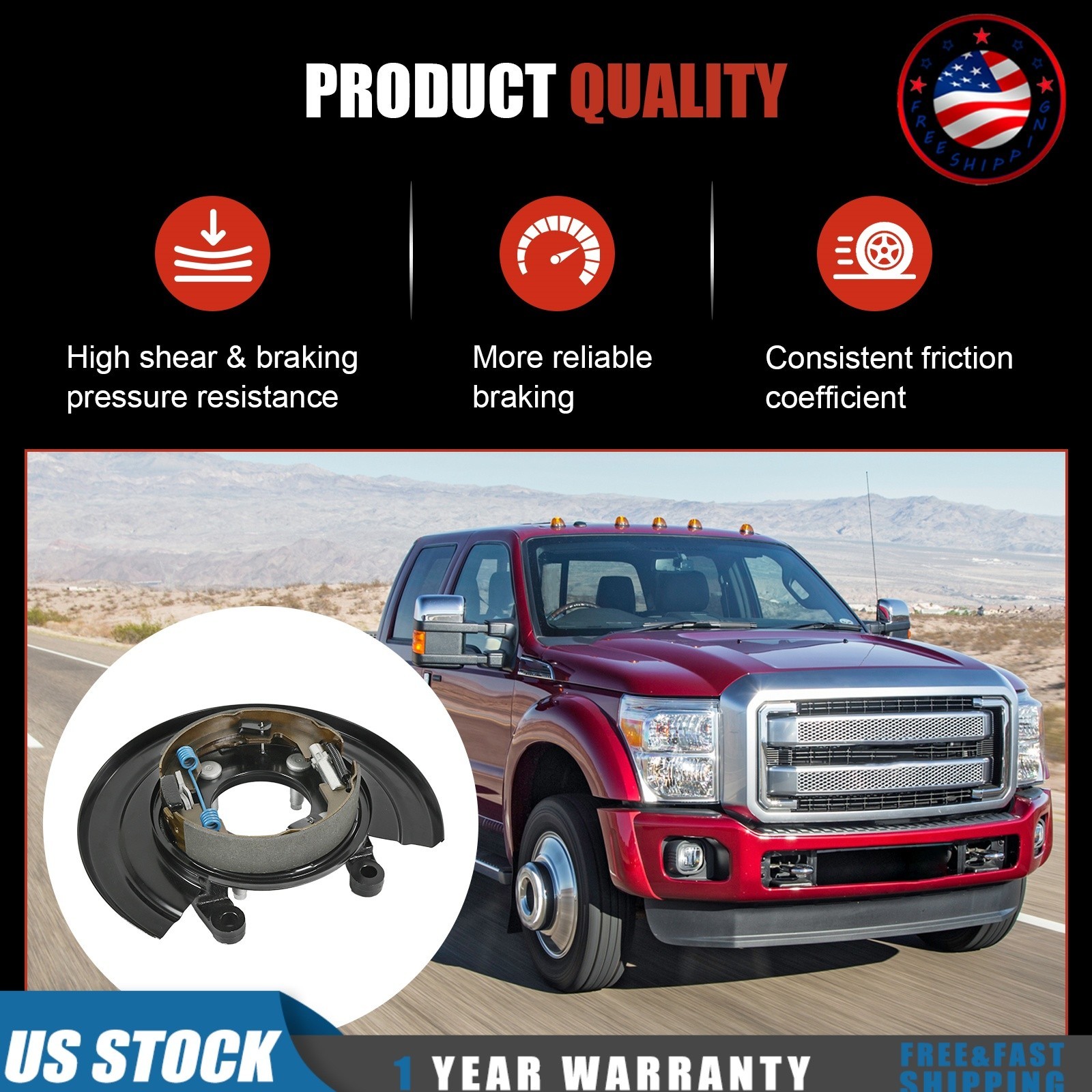 Rear Passenger Parking Brake Assembly For Ford F-250 Super Duty w/ Backing Plate