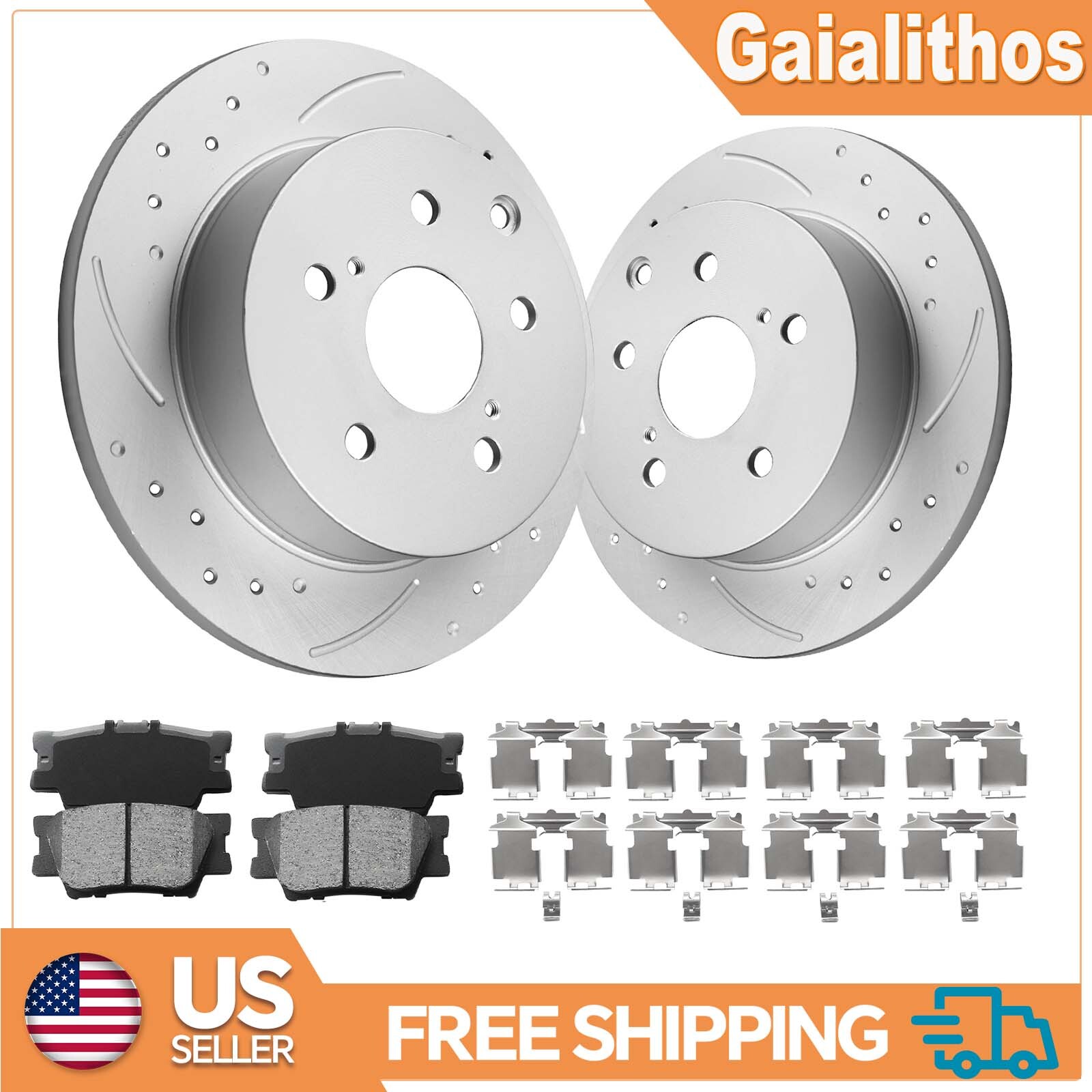 281mm Rear Drilled Brake Rotors & Brake Pads Kit for Toyota RAV4 2.4L/2.5L/3.5L