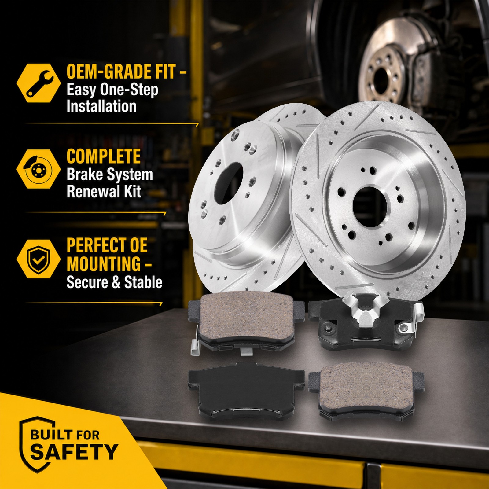 Rear Brake Rotors & Ceramic Pads Kit for Honda CR-V 2005 – 2014 2016 5 Lug