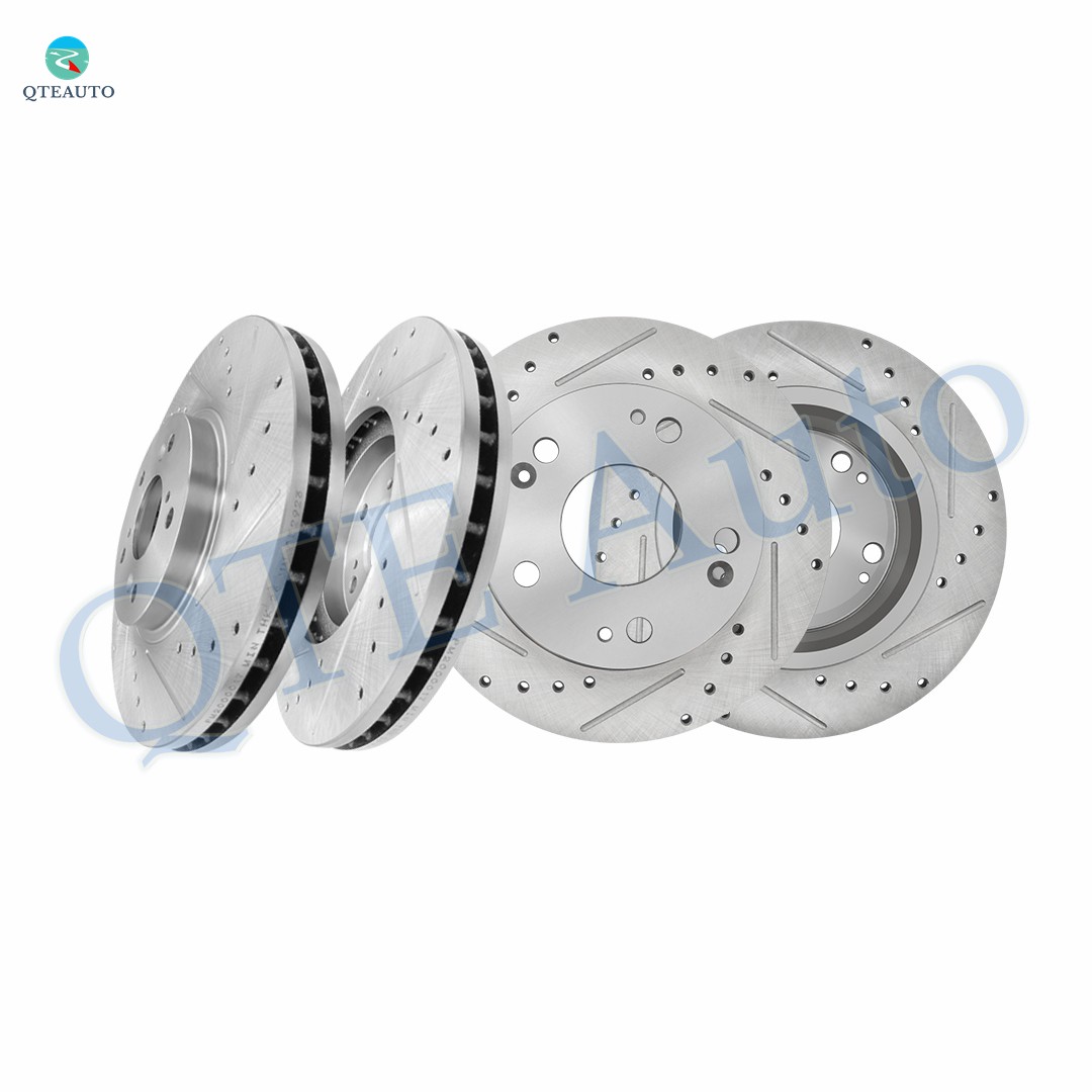 Set Front 300mm-Rear 260mm Drilled Brake Rotors For 2004-2008 Acura TSX Base