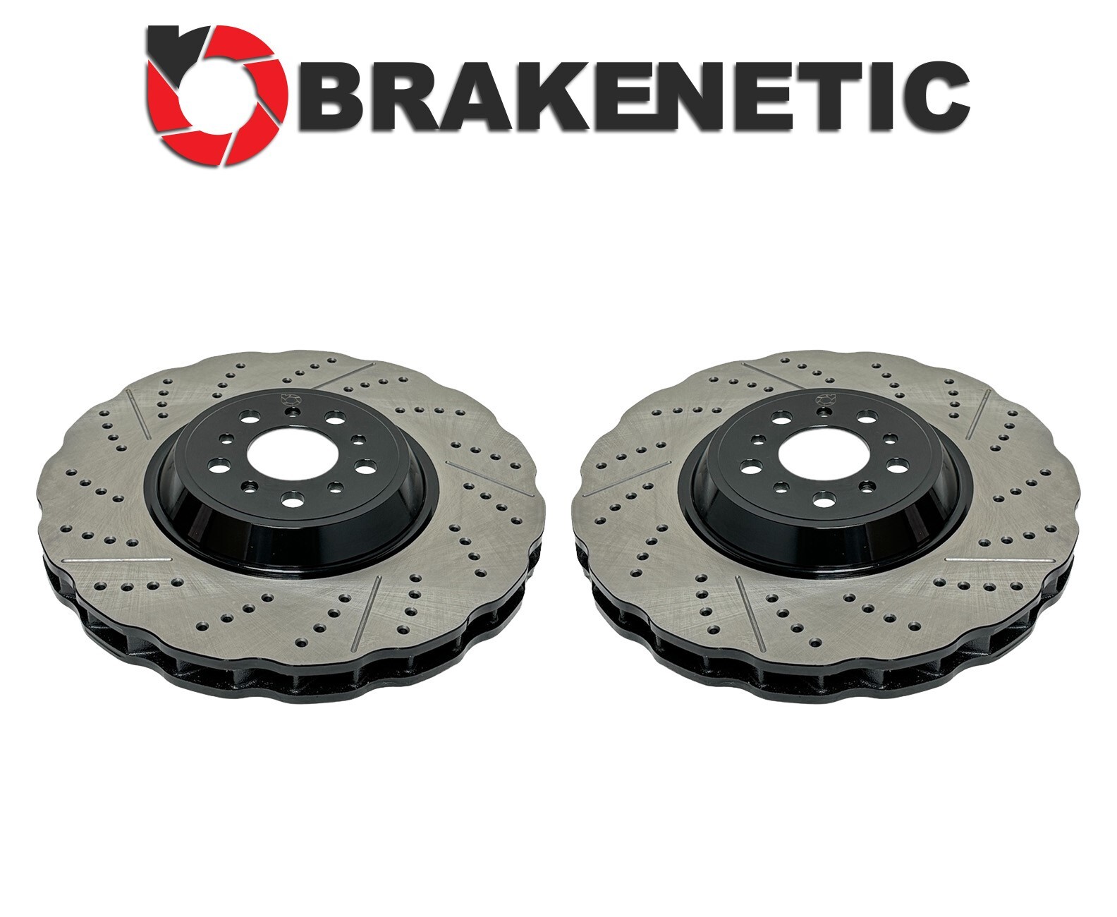 FRONT BRAKENETIC Premium Wave Drilled Slotted Brake Rotors BWP34177.DS