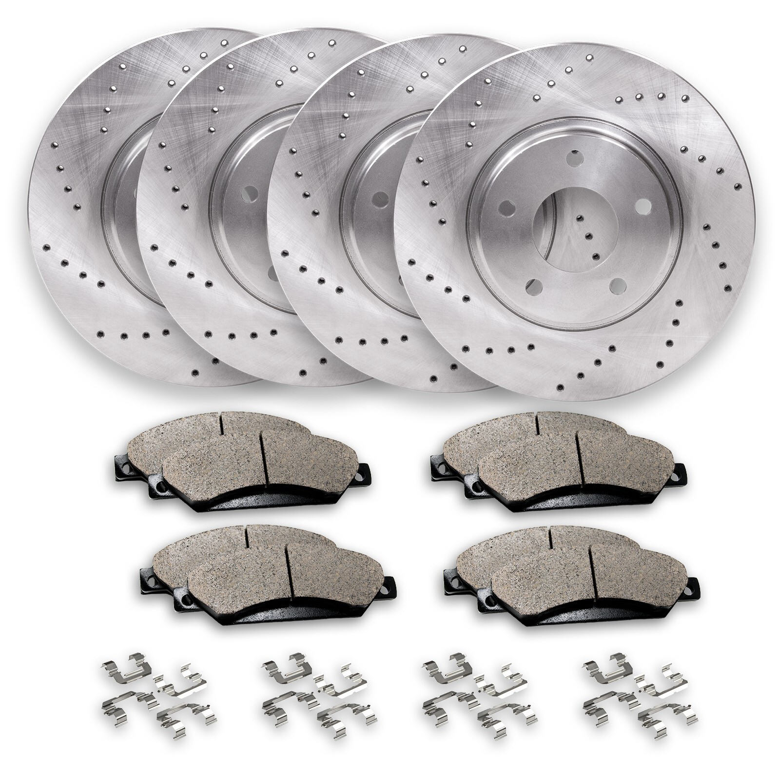Front & Rear Drilled Brake Rotors + Pads for 2008-2011 BMW 323i 2008-2013 328i
