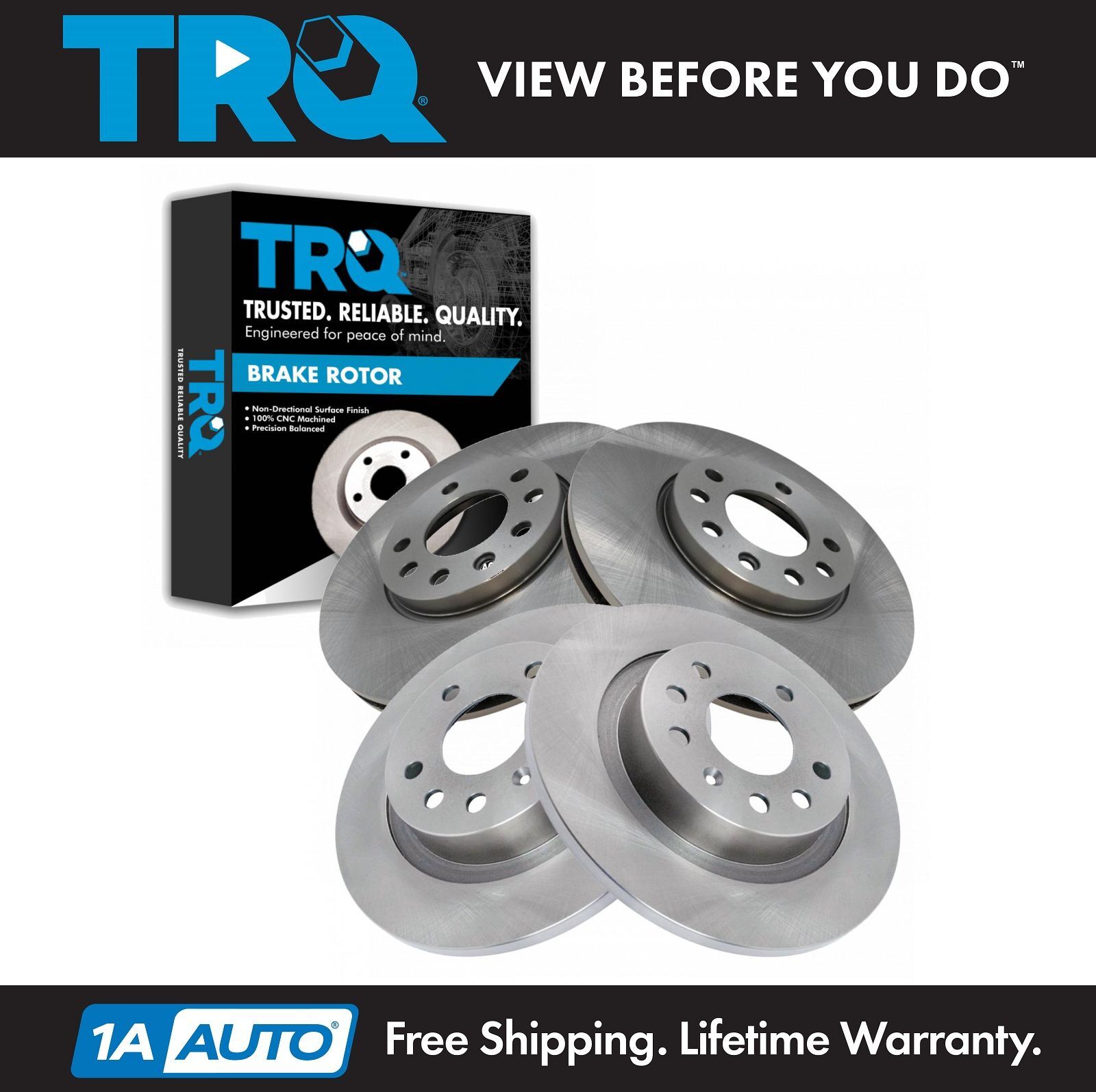 TRQ Front and Rear Brake Rotors Set For 2003-2011 Saab 9-3 2010 9-3X