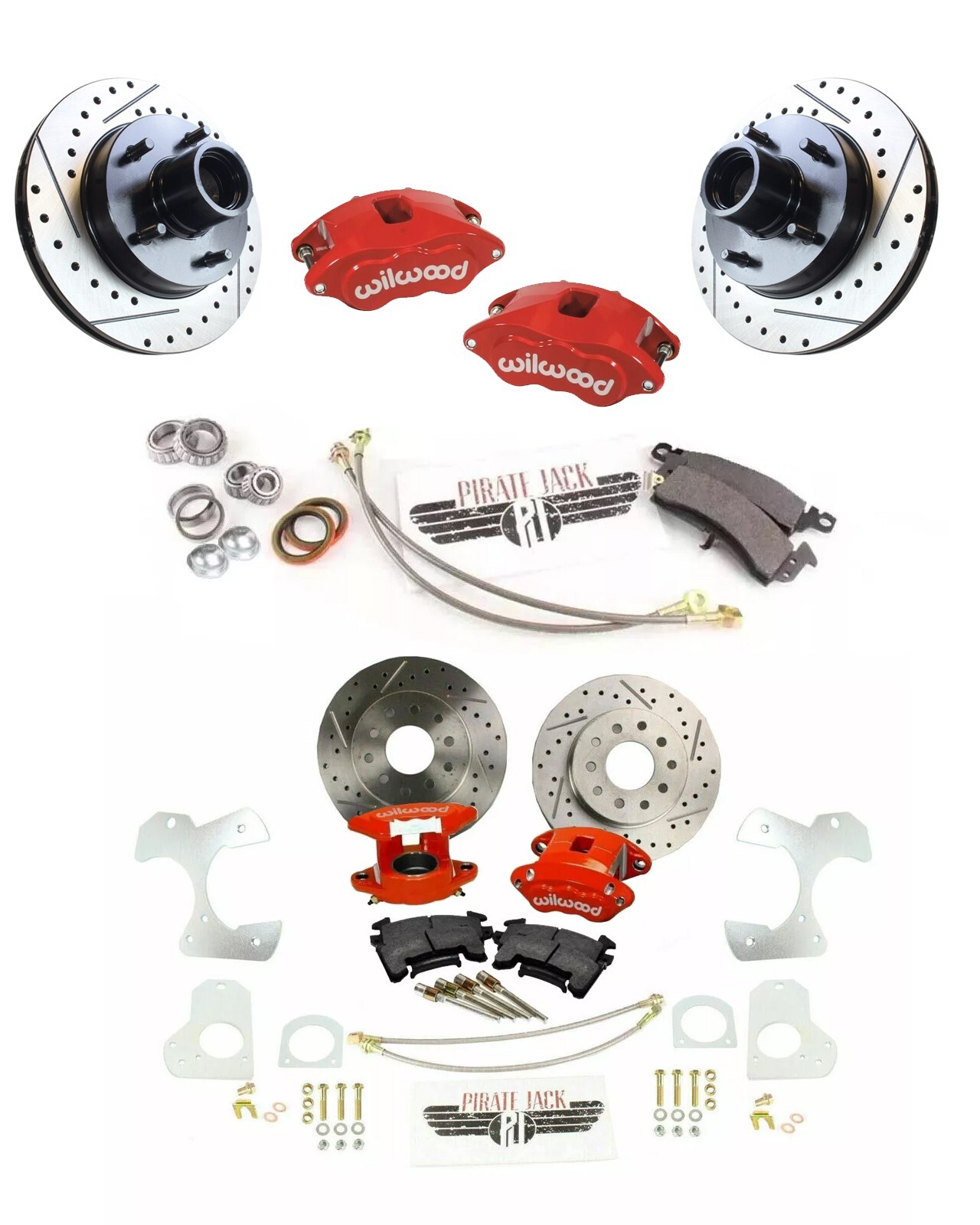 1978-88 G Body Camaro Wilwood Red Calipers Front & Rear Wheel Kit