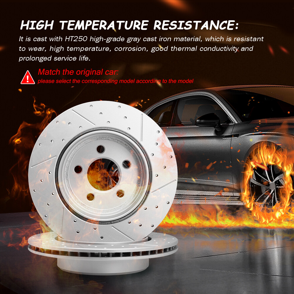 Front Rear Drilled Brake Rotors for Hyundai Elantra GT Veloster Kia Forte Soul