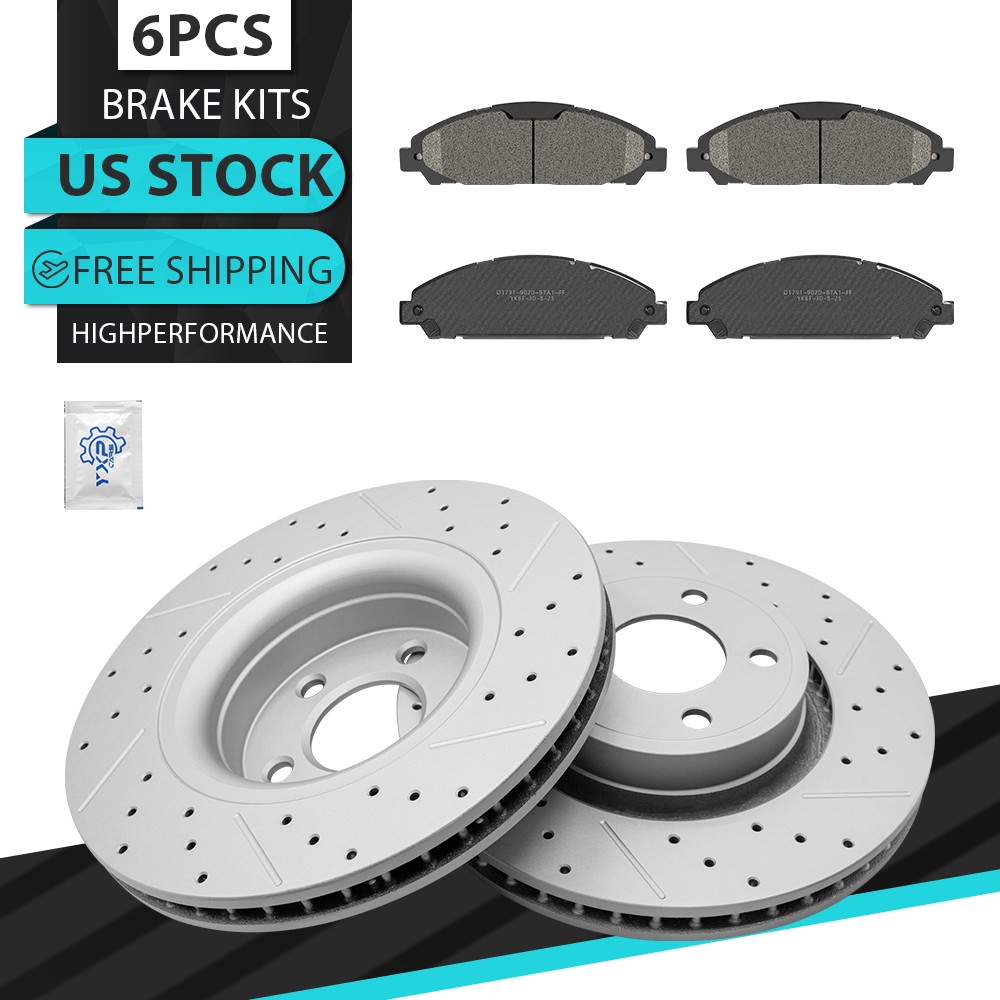12.60 inch (320mm) Front Disc Brake Rotors Brake Pads for 2015-2023 Ford Mustang