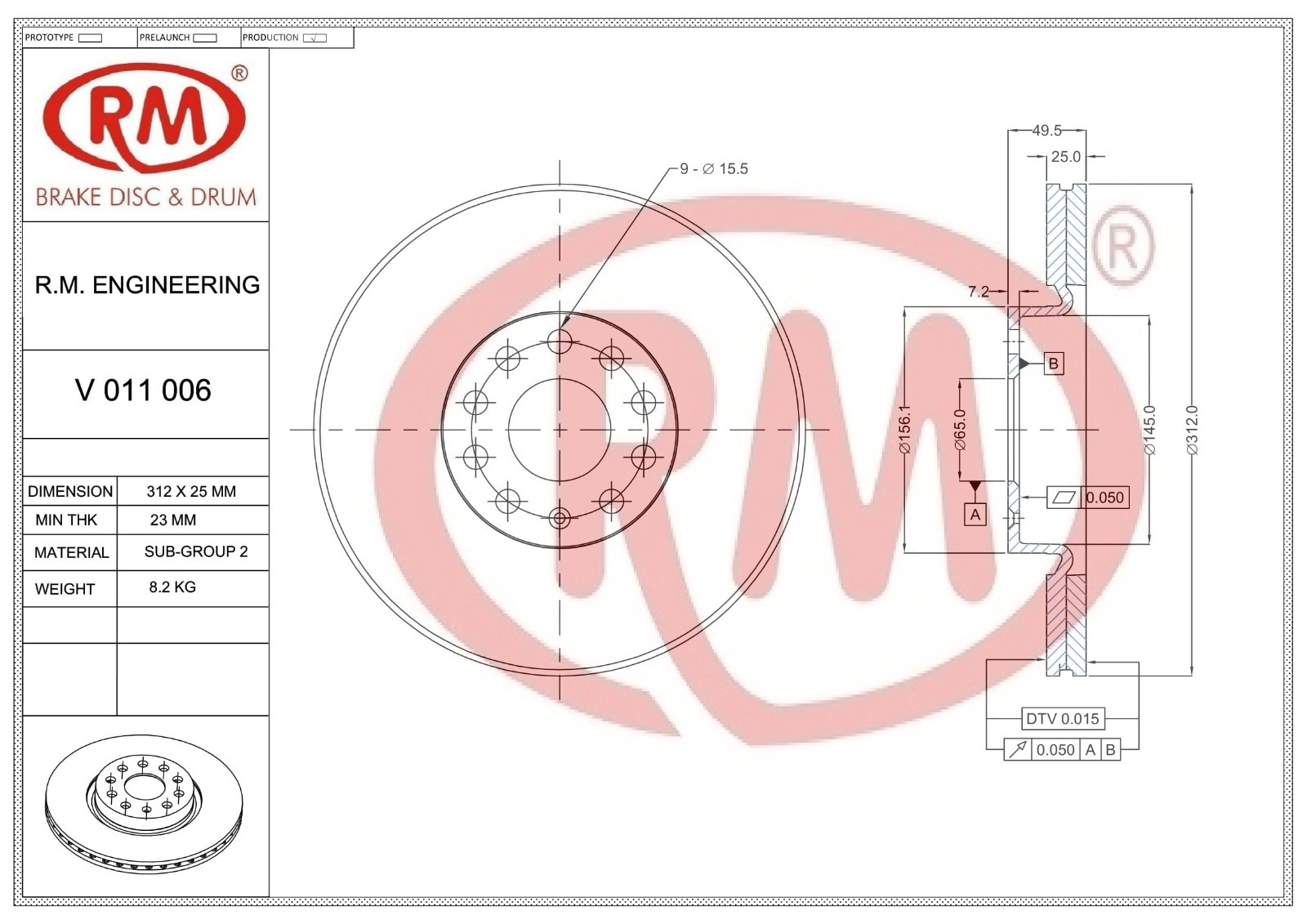 Rear Brake Rotor/Disc Fit For Audi Q3
