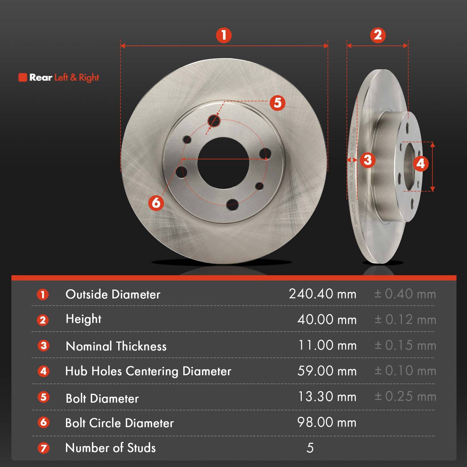 Front & Rear Side Disc Brake Rotors & Ceramic Brake Pads for Fiat 500 L4 1.4L
