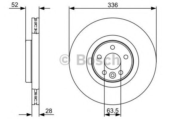 Bosch Brake Disc Single Front Diameter 336mm 63.5mm Vented 28mm 0986479395