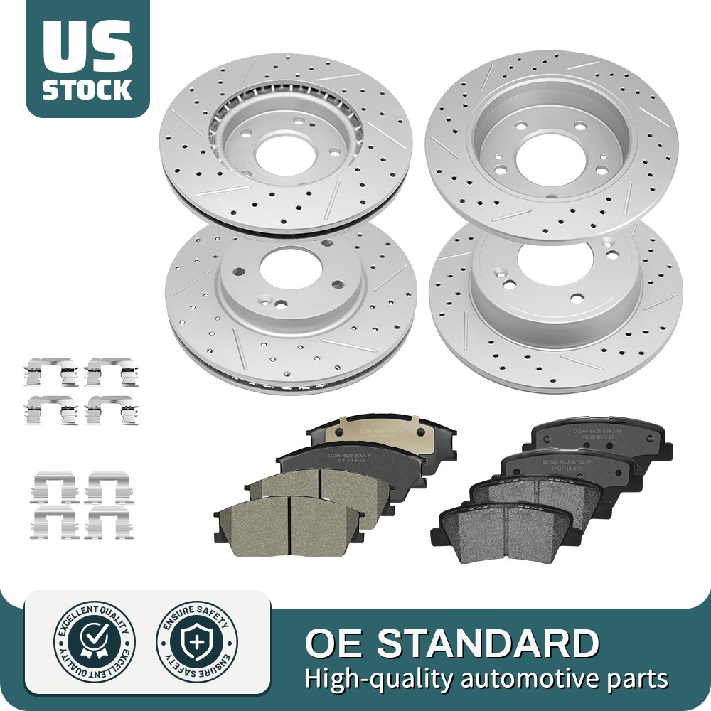 Front Rear Brake Disc Rotors & Ceramic Pads For Hyundai Venue Kia Soul 2019-2022