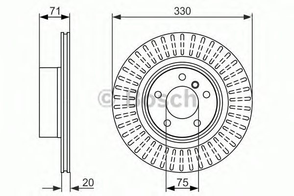Bosch Brake Disc Rear Diameter 330mm 75mm Vented 20mm 0986479727