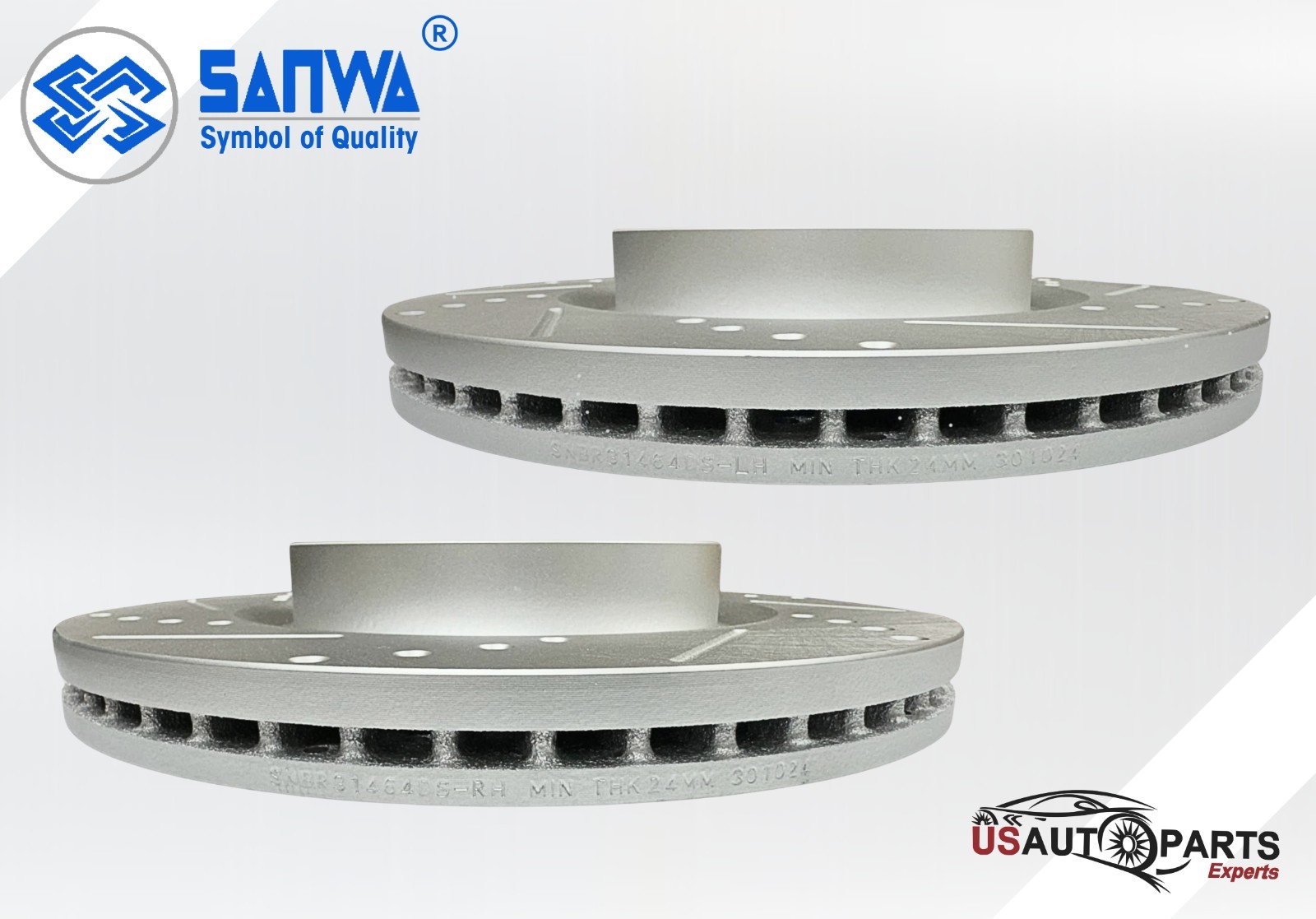 PAIR OF FRONT BRAKE ROTOR VENTED & COATED D&S 296 mm FOR ALTIMA 2007-2023 2.5L