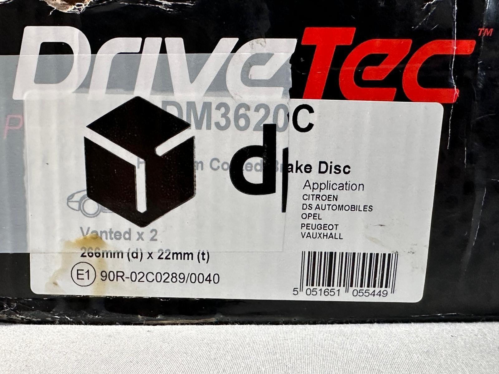 DriveTec DM3620C Vented Brake Disc – 266mm Diameter, 22mm Thickness | New