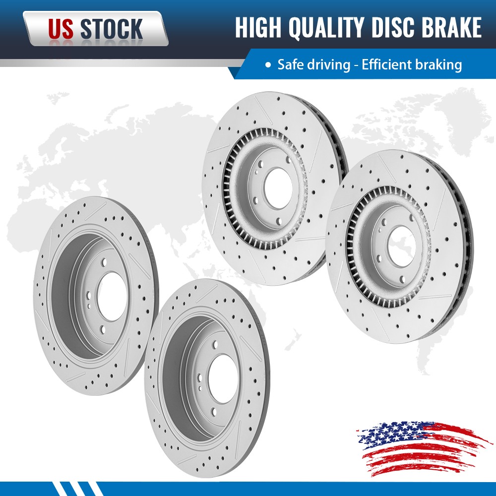 4PCS Front Rear Drilled Slotted Disc Brake Rotors Kit for 2017-2022 Kia Sportage