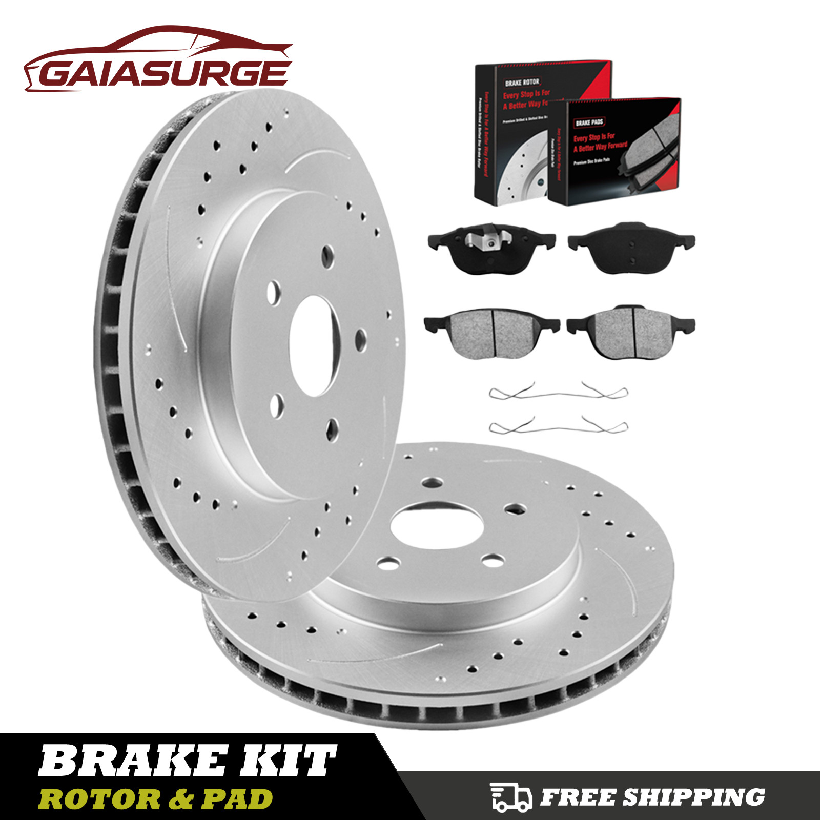 10.94” 278mm Front Disc Rotors Ceramic Brake Pads for Ford Focus Volvo C30 S40