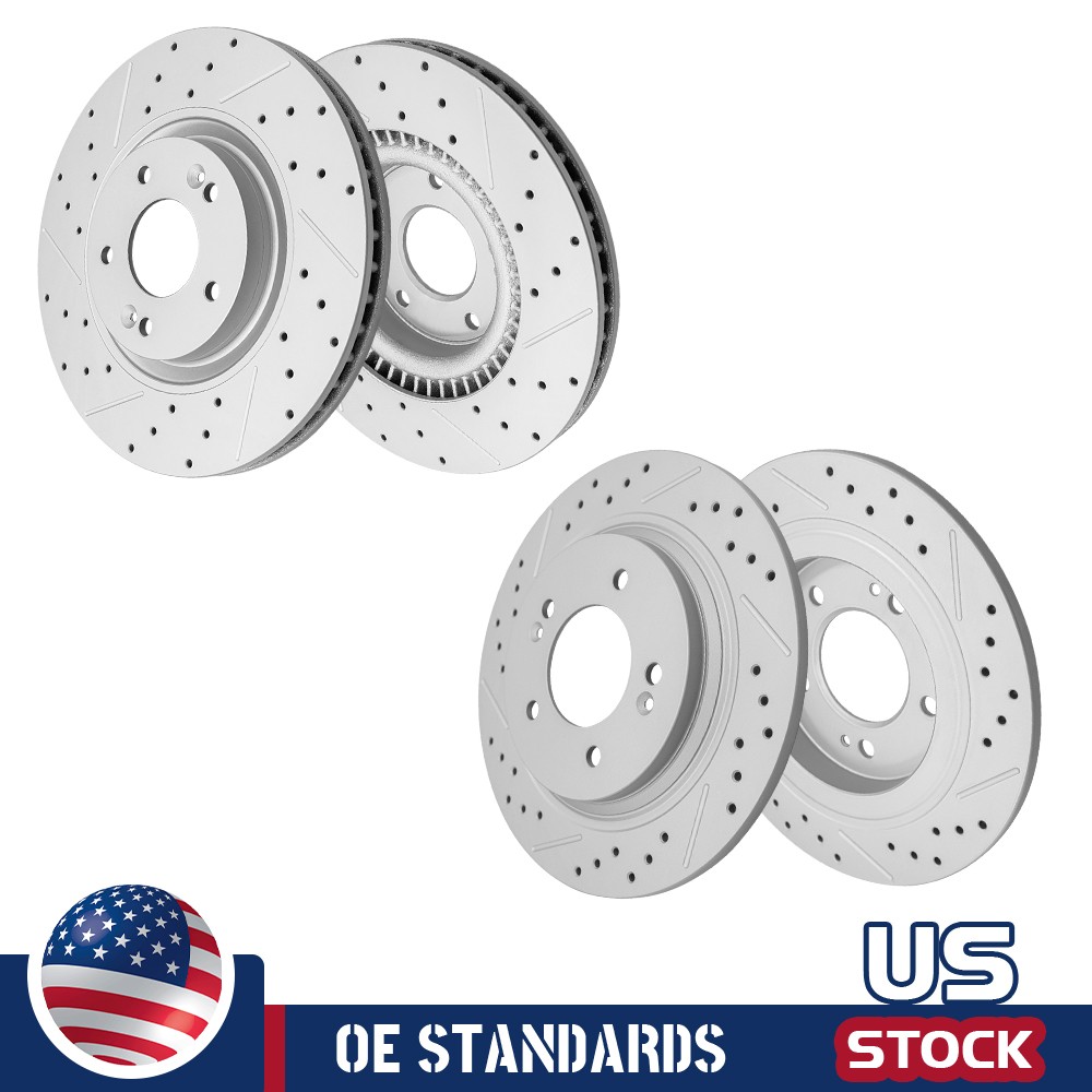 For Hyundai Azera Sonata Kia Cadenza Optima Front Rear Drilled Disc Brake Rotors