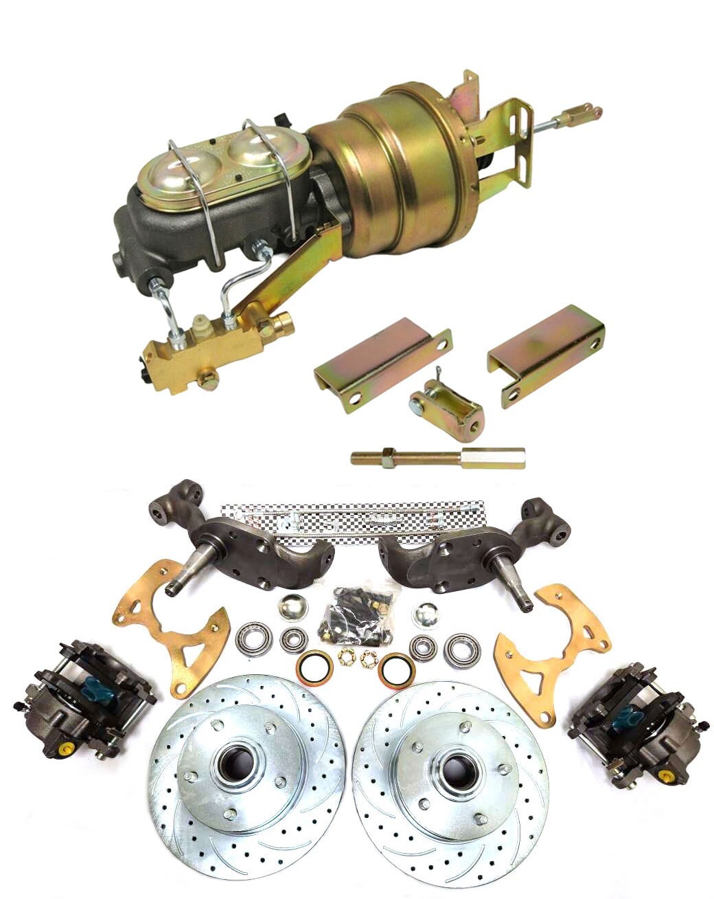65 70 Chevy Impala 2″ Drop Spindle Disc Drum Brake Booster Master Conversion Kit