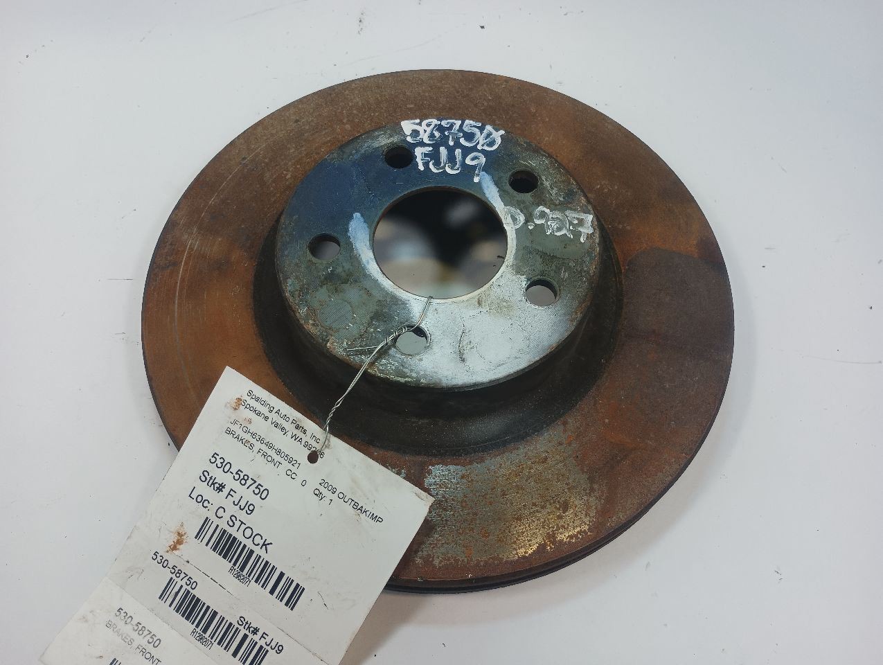 Front Rotor from 2009 Subaru Legacy Outback 12962071