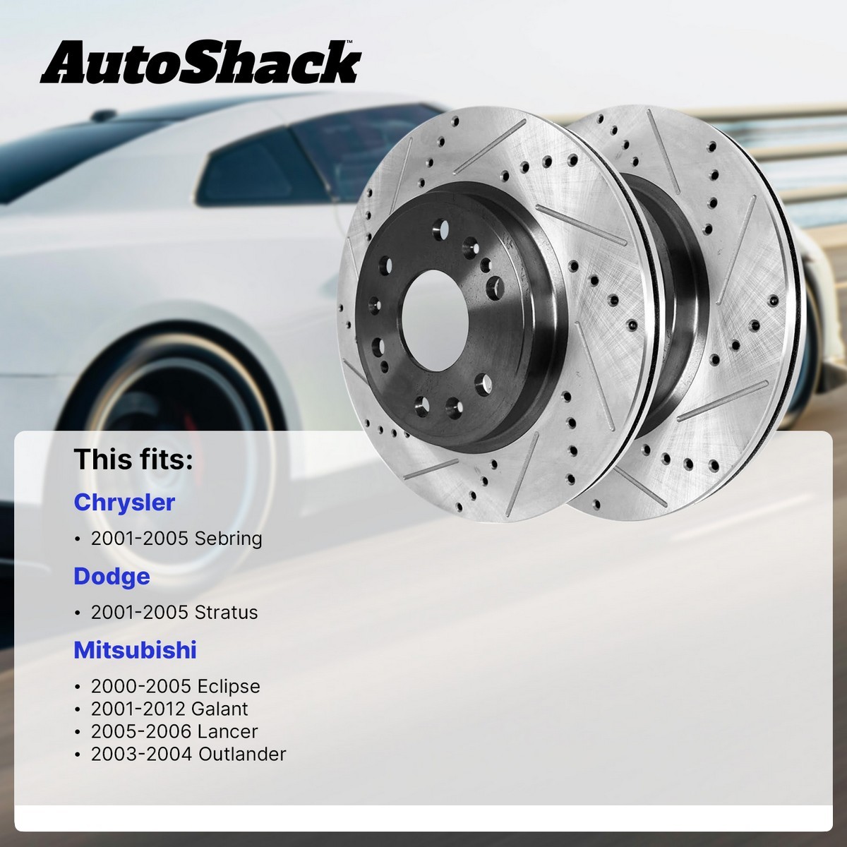 Front Drilled Slotted Brake Rotors Black Pair 2 for Mitsubishi Galant Eclipse V6
