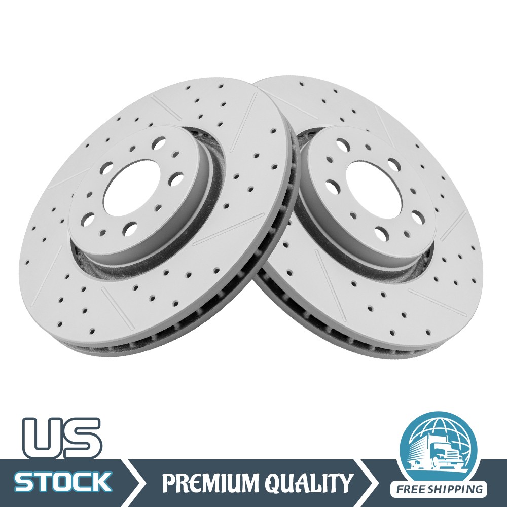 316mm Front Drilled and Slotted Disc Brake Rotors Set for 2003 – 2014 Volvo XC90